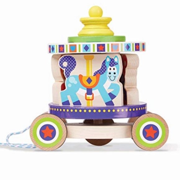 Melissa & Doug First Play Carousel Pull Toy and puzzle - Picture 1 of 8